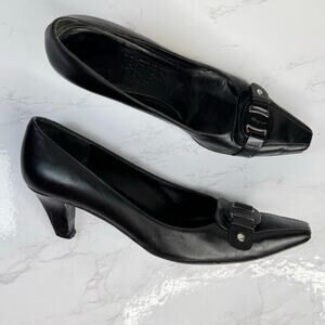 Salvatore Ferragamo Square Toe Leather Heels‎ Pumps Size 8.5B